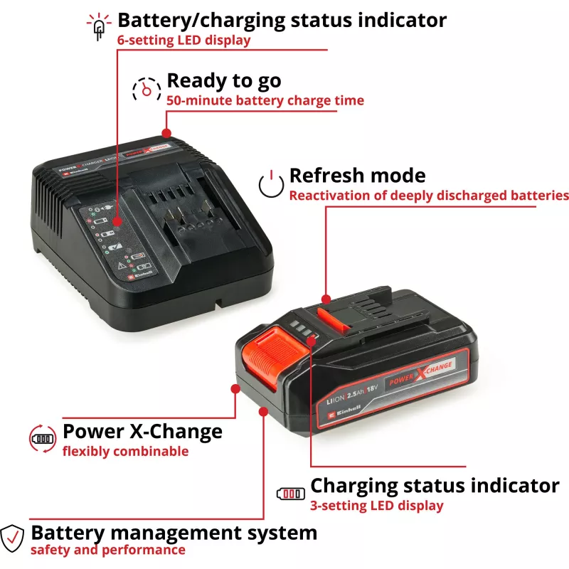 Power X-Change Battery-Jigsaw TE-JS 18/100 Li, 18Volt (czerwony/czarny, akumulator litowo-jonowy 2,5 Ah)