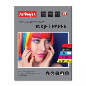 Papier fotograficzny błyszczący ActiveJet AP4-230G20 A4, 230 g/m², 20 arkuszy