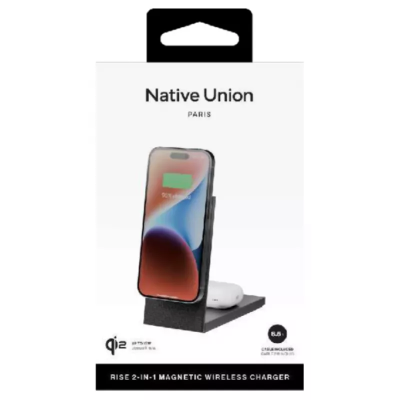 Native Union Rise 2-In-1 Qi2 Wireless Charger Czarny