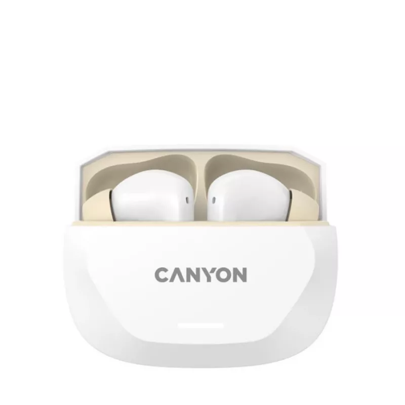 Słuchawki CANYON HEXAGON 7 TWS ANC+ENC Ładowanie bezprzewodowe Biały Beżowy