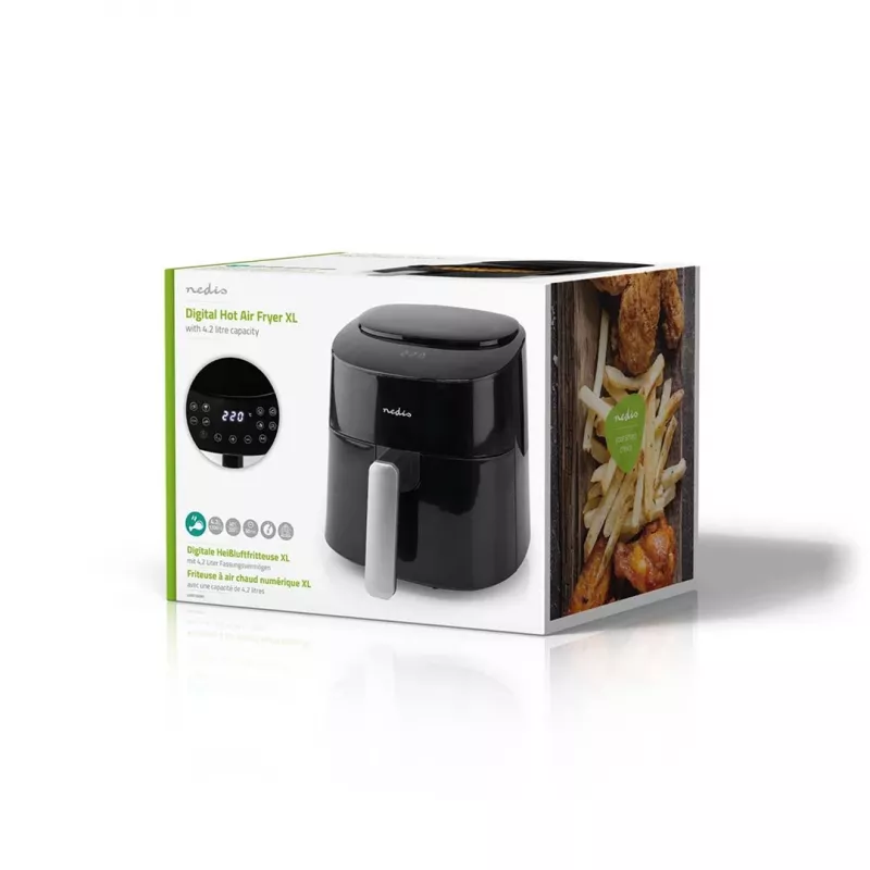 Frytkownica powietrzna Nedis KAAF160BK z pojedynczym koszykiem 4.2 L 1300 W Czarny