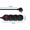 Przedłużacz ESPERANZA ELK210K — kabel 1,5 m, 3 gniazda AC typu E, wtyczka kątowa, do użytku wewnątrz pomieszczeń, czarny
