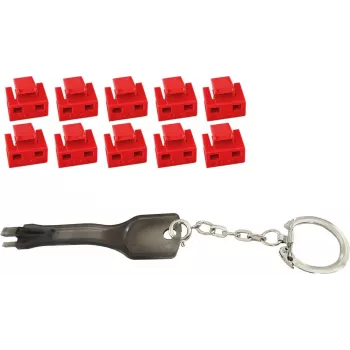 Blokada portu ShiverPeaks 08-01033 czerwona RJ-45 z kluczem