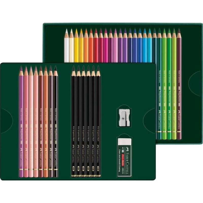 Kredka olejna Faber-Castell Polychromos & Pitt Graphite Matt Zestaw 38 szt. Wielokolorowy