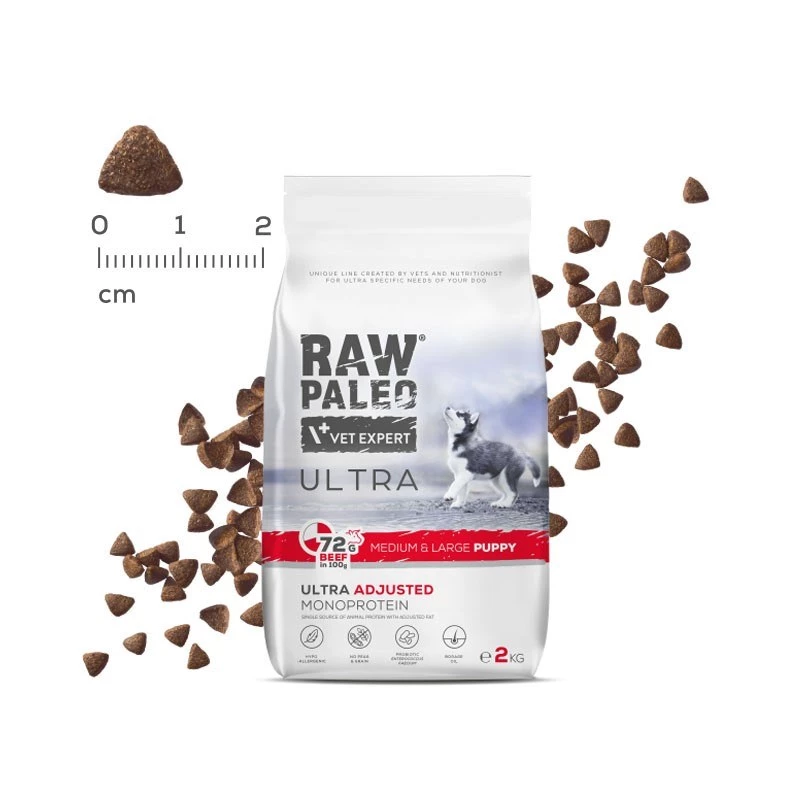 RAW PALEO Ultra Medium&Large Puppy Beef - sucha karma dla szczeniąt - 10 kg
