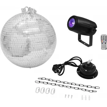 Zestaw kuli dyskotekowej LED EUROLITE 20000562 — 30 cm kula lustrzana z silnikiem i zintegrowanym oświetleniem LED