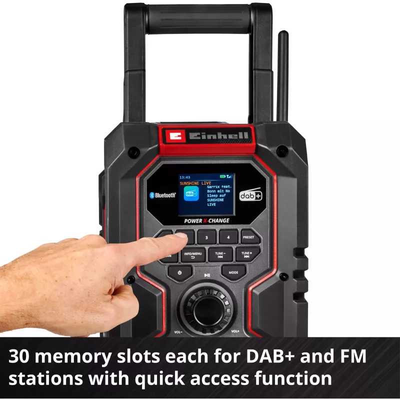 Przenośne radio EINHELL TE-CR 18 Li DAB+ FM Bluetooth USB, zasilane bateriami (kompatybilne z TE-CR 18 Li)