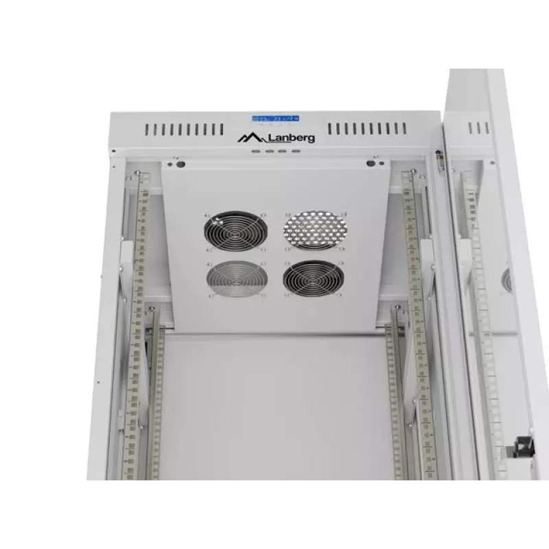 Stojąca szafa rack 19 cali 42U LANBERG 600×600 mm szara z drzwiami szklanymi i LCD (płaski Pack)