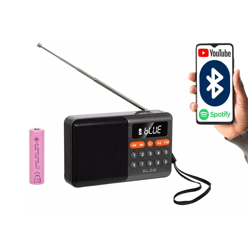 Przenośne analogowe radio AM/FM Bluetooth BLOW RA18 z tunerem FM i łącznością Bluetooth