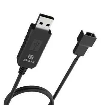 Przewód konwertera napięcia DC step-up Akasa AK-CBFA10-60BK z USB na 3-pin i 4-pin do wentylatora PC, 60 cm