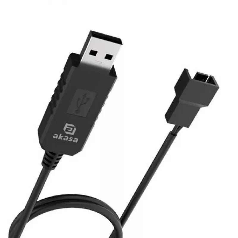 Przewód konwertera napięcia DC step-up Akasa AK-CBFA10-60BK z USB na 3-pin i 4-pin do wentylatora PC, 60 cm
