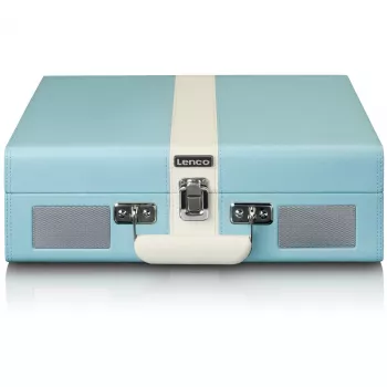 Gramofon audio z napędem paskowym Lenco TT-110 niebiesko-biały półautomatyczny