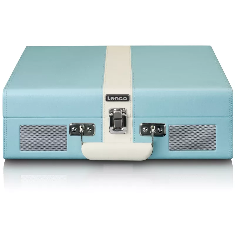 Gramofon audio z napędem paskowym Lenco TT-110 niebiesko-biały półautomatyczny