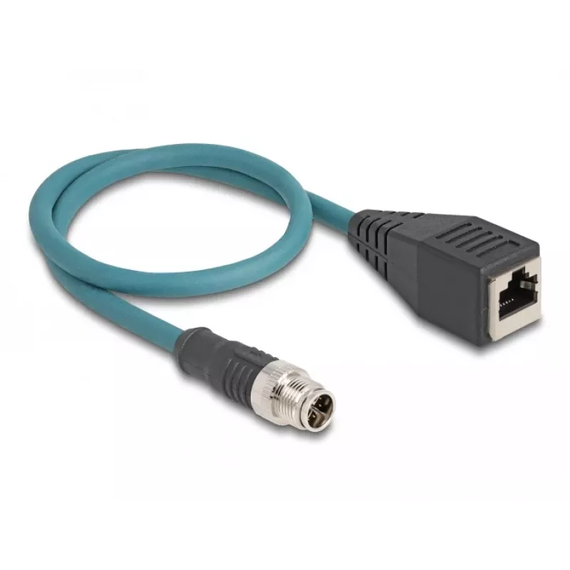 DeLOCK M12 adapter kablowyowy X-kodowany 8-pinowy męski na RJ45 żeński 50 cm