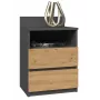 Szafka nocna top e shop M1 ANTRACYT/ARTISAN, Dąb, 2 szuflady, 400×320×590 mm