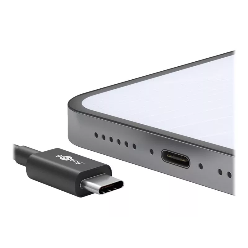 Wentronic goobay - Kabel USB - USB-C (M) do USB-C (M) - USB 2.0 3 A - 0,5 m - Czarny (66316)