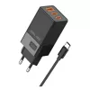 Ładowarka sieciowa Beline 2x USB-C 1x USB 65W z kablem USB-C Czarny/Czarny PD 3.0