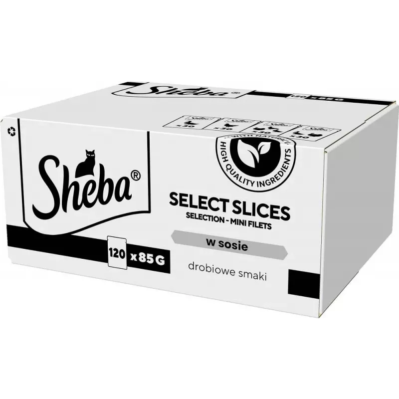 Sheba Select Slices drobiowe smaki w sosie, mokra karma dla kotów, 120 x 85 g