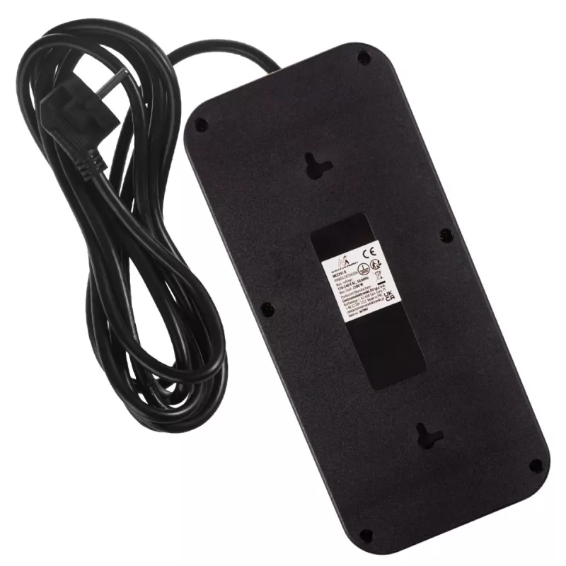 Listwa zasilająca MACLEAN MCE391 B – 6 gniazd, 4×USB-A + 1×USB-C, 110–240V, 2500W, kabel 3 m, czarna