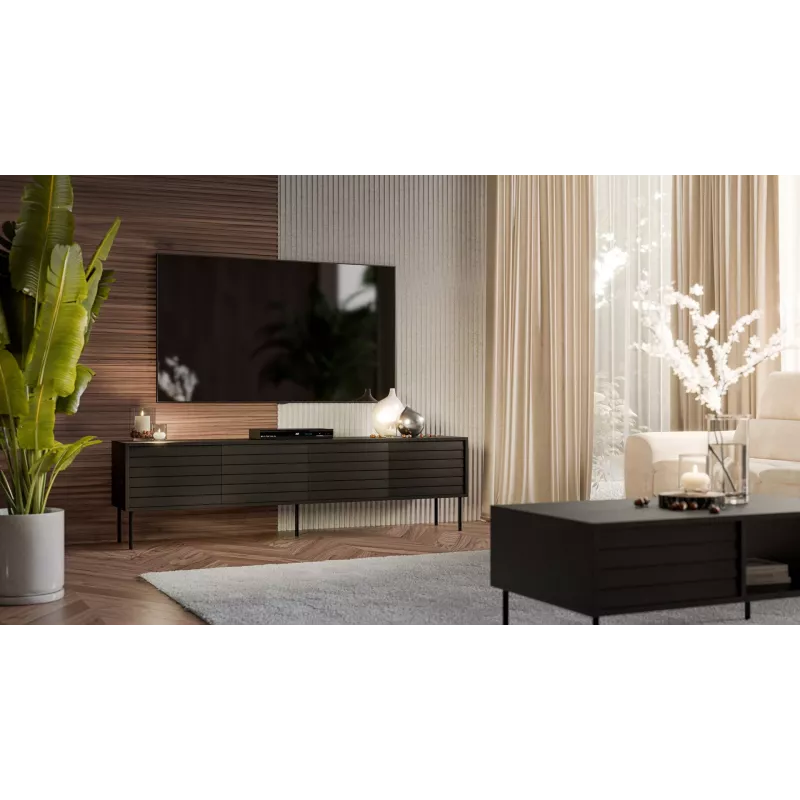 Cama CORTINA 4D szafka TV 200x40x55 czarny