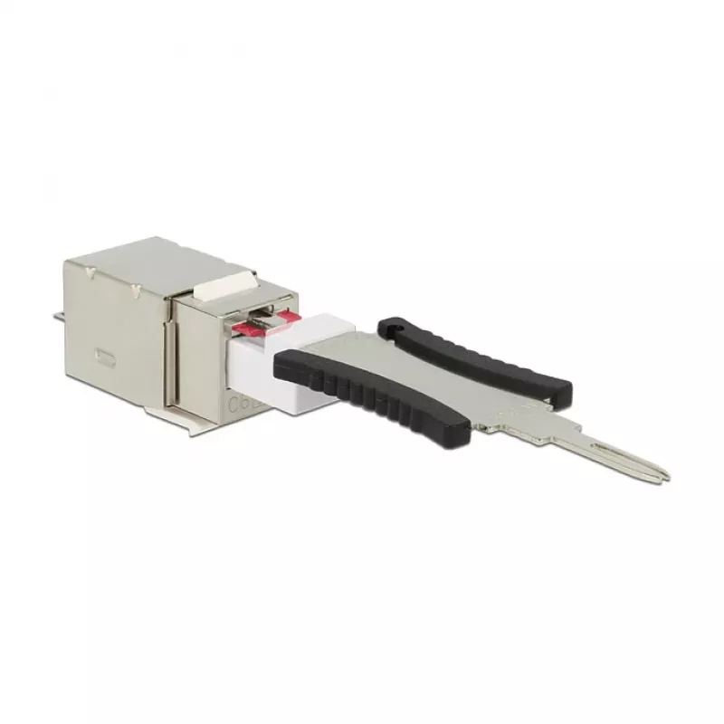 Moduł keystone DELOCK 86404 — RJ-45 srebrny, 38,5×22,3×17,3 mm