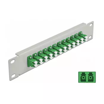 Patchpanel światłowodowy DeLOCK 10 cali 12 portów LC Duplex zielony 1U szary