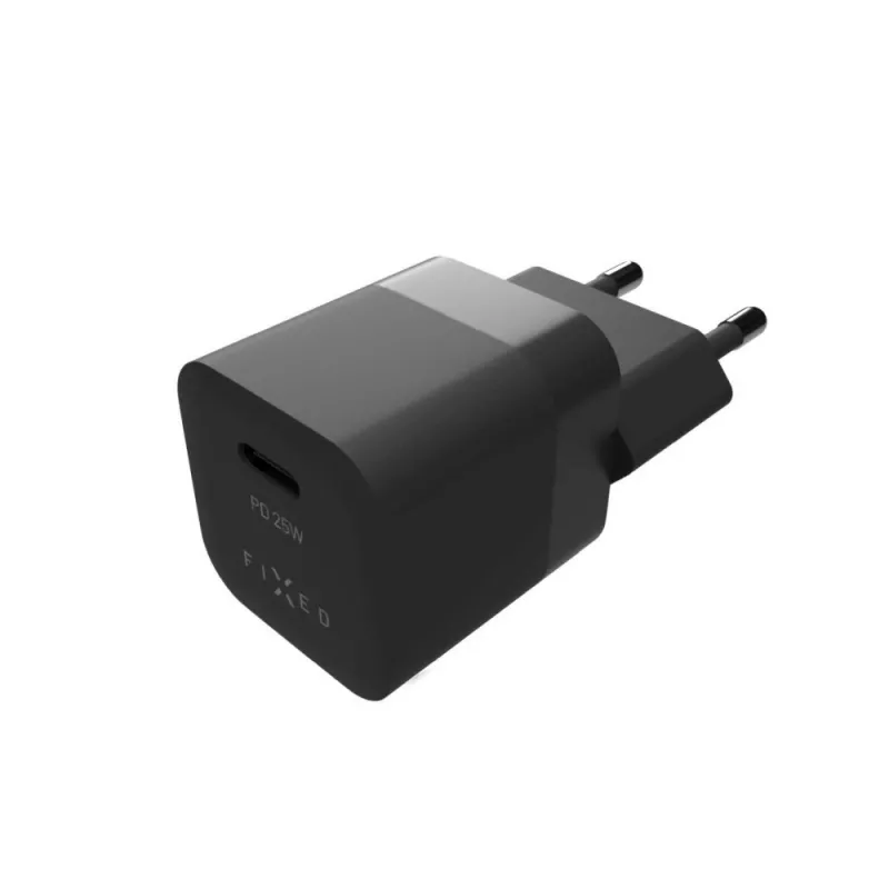Podróżna ładowarka USB-C FIXED FIXC25M-C-BK, stały kabel, 25W, kompaktowa