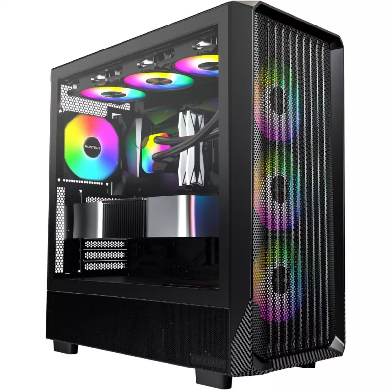 Obudowa komputerowa Montech X5 Midi Tower Czarna ATX 3x wentylatory 140mm