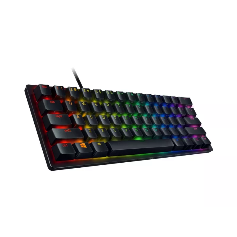Razer Huntsman Mini 60% Klawiatura gamingowa z przełącznikami optomechanicznymi Purple Switch, podświetleniem RGB LED, układ NORD, przewodowa