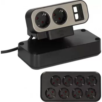 Power Extension Brennenstuhl 1153580100 2m 10 AC Outlets Indoor Czarny srebrny