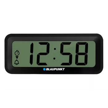 Akcesorium elektroniczne BLAUPUNKT CL04BK — czarny kompaktowy zegar z termometrem, wskaźnikiem wilgotności, kalendarzem, alarmem, drzemką, baterią AAA