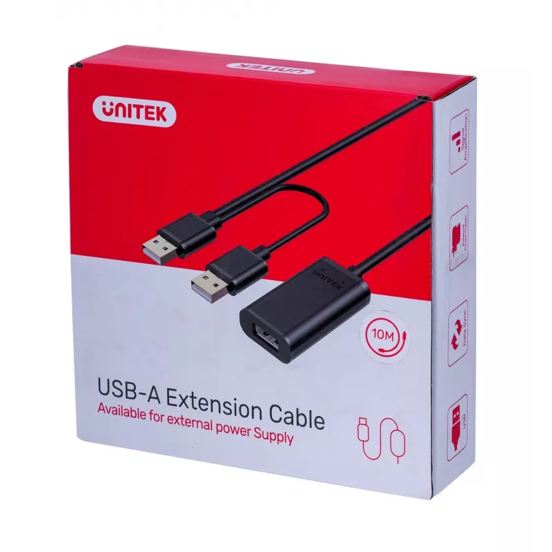 UNITEK Y-278 kabel USB USB 2.0 10 m 2 x USB A USB A Czarny