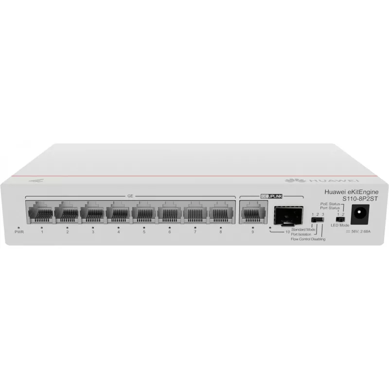 HUAWEI eKit S110 Series S110-8P2ST Niezarządzany L2 Gigabit Ethernet (10/100/1000) Zasilanie przez Ethernet (PoE) Szary
