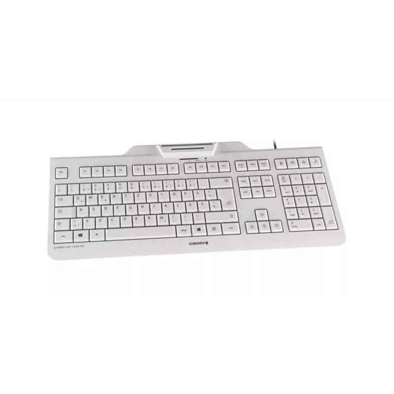 Klawiatura CHERRY KC 1000 SC przewodowa klawiatura z czytnikiem kart inteligentnych jasnoszara USB QWERTY UK