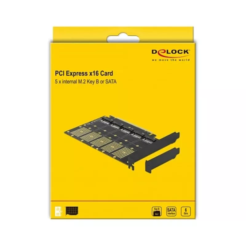 Karta DeLOCK PCI Express x16 na 5 wewnętrznych slotów M.2 Key B / SATA