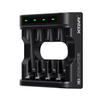 Ładowarka do akumulatorów XTAR 4-kanałowa do AA/AAA (Li-ion, NiMH) USB-C, wskaźniki LED, czarna
