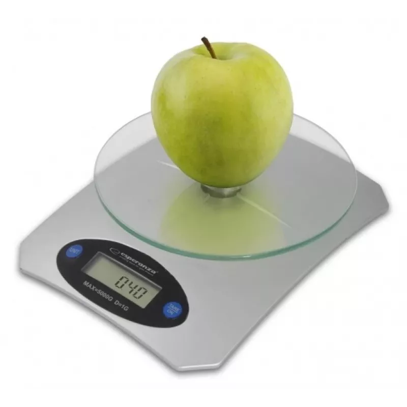 Elektroniczna waga kuchenna ESPERANZA Avocado Szara — pojemność 5 kg, platforma bambusowa, jednostki g/lb/oz