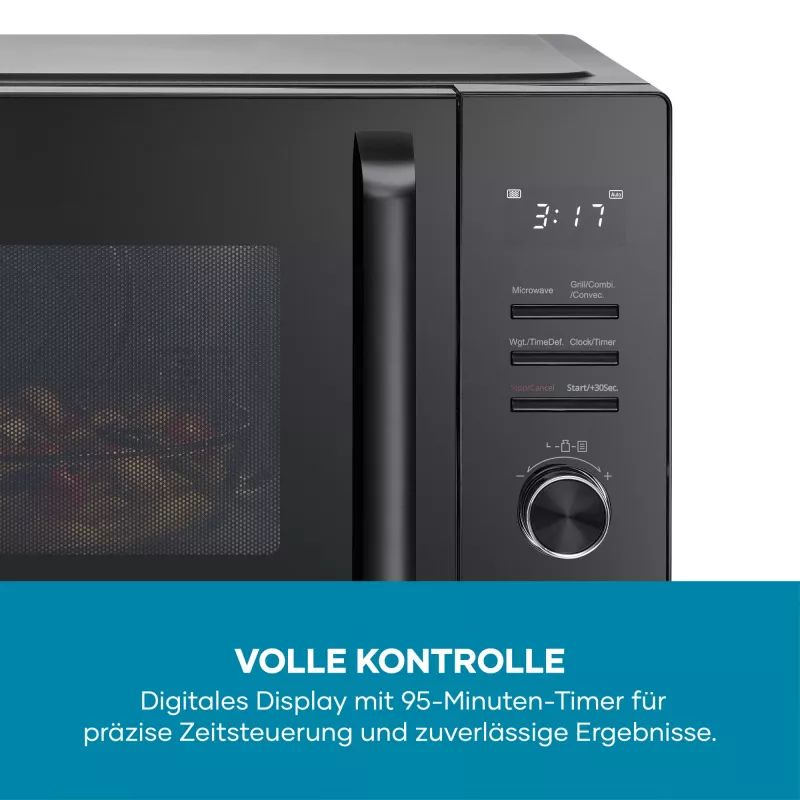 Kuchenka mikrofalowa z funkcją grill i termoobieg SEVERIN MW 7798, wolnostojąca, 29 l, 900 W, czarna, talerz obrotowy 315 mm