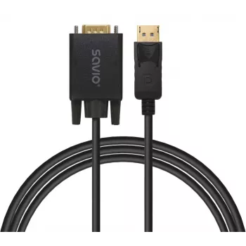 Kabel SAVIO DisplayPort do VGA (D-Sub) 1,8 m, czarny