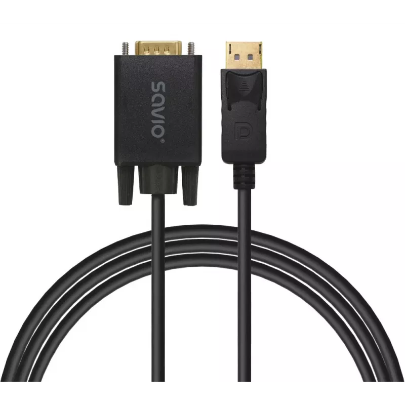 Kabel SAVIO DisplayPort do VGA (D-Sub) 1,8 m, czarny