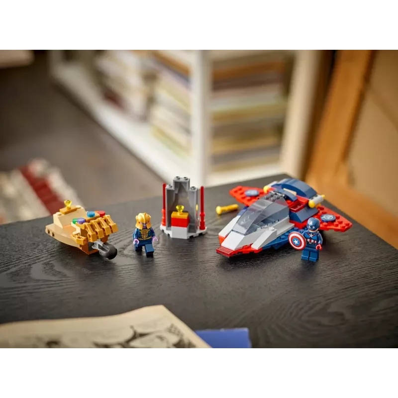 Zestaw klocków konstrukcyjnych LEGO Marvel Super Heroes Kapitan Ameryka Thanos 76319 — 107 elementów, 2 minifigurki, wiek 4+