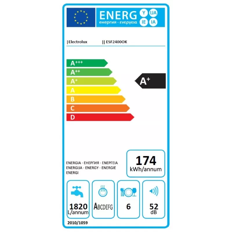 Electrolux ESF2400OK Zmywarka nablatowa 6 kompletów 52 dB