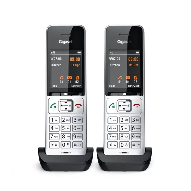 Gigaset COMFORT 500HX duo Analogowy/telefon DECT z identyfikacją rozmówcy Czarny, Srebrny