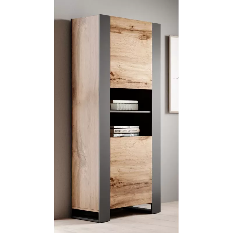 WOOD Regał 65x40x170,5 dąb wotan + antracyt
