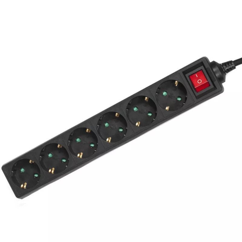 Listwa zasilająca MACLEAN MCE195G 6-gniazdowa, kabel 5 m, czarna