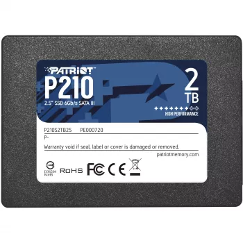 2,5-calowy dysk SSD SATA III PATRIOT P210 2 TB — odczyt 500 MB/s, zapis 400 MB/s, 7 mm