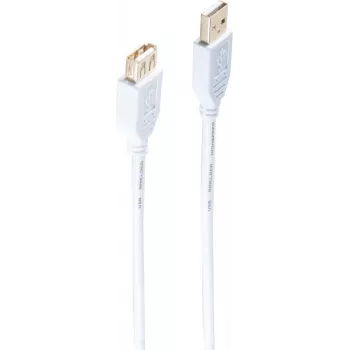 shiverpeaks ®-BASIC-S--Przedłużacz USB, Wtyk Typ-A do Złącza Typ-A, HIGH SPEED, Złocone styki, USB 2.0, Biały, 3,0m (BS77123-W)