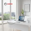Listwa zasilająca MACLEAN MCE395 W — 5 gniazd, 3× USB A, 110–240 V AC, 2,1 A USB, maks. 2500 W, biała, kabel 1,5 m