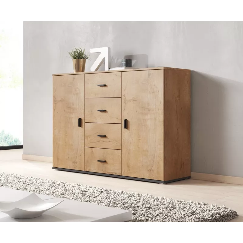 Cama living room sideboard UNI lefkas oak/Czarny