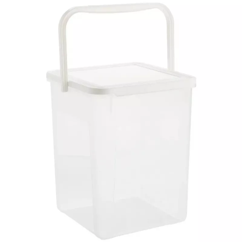 Plastikowy pojemnik na detergenty Rotho Basic 9 L model 1770101100RP, biały, pokrywka, otwór do zawieszania